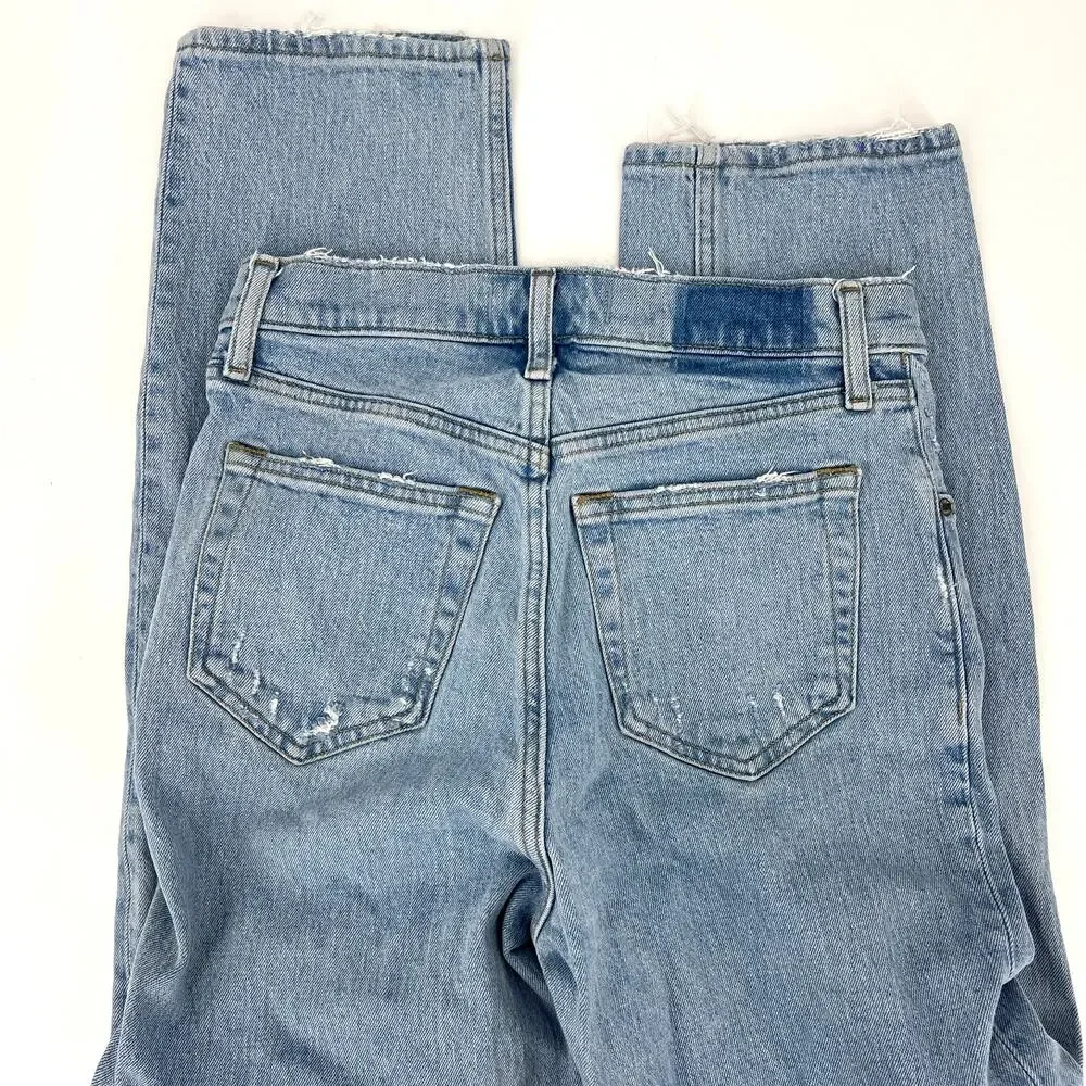 Abercrombie & Fitch The Dad High Rise Asymmetrical Button Fly Jeans Sz 25 Short